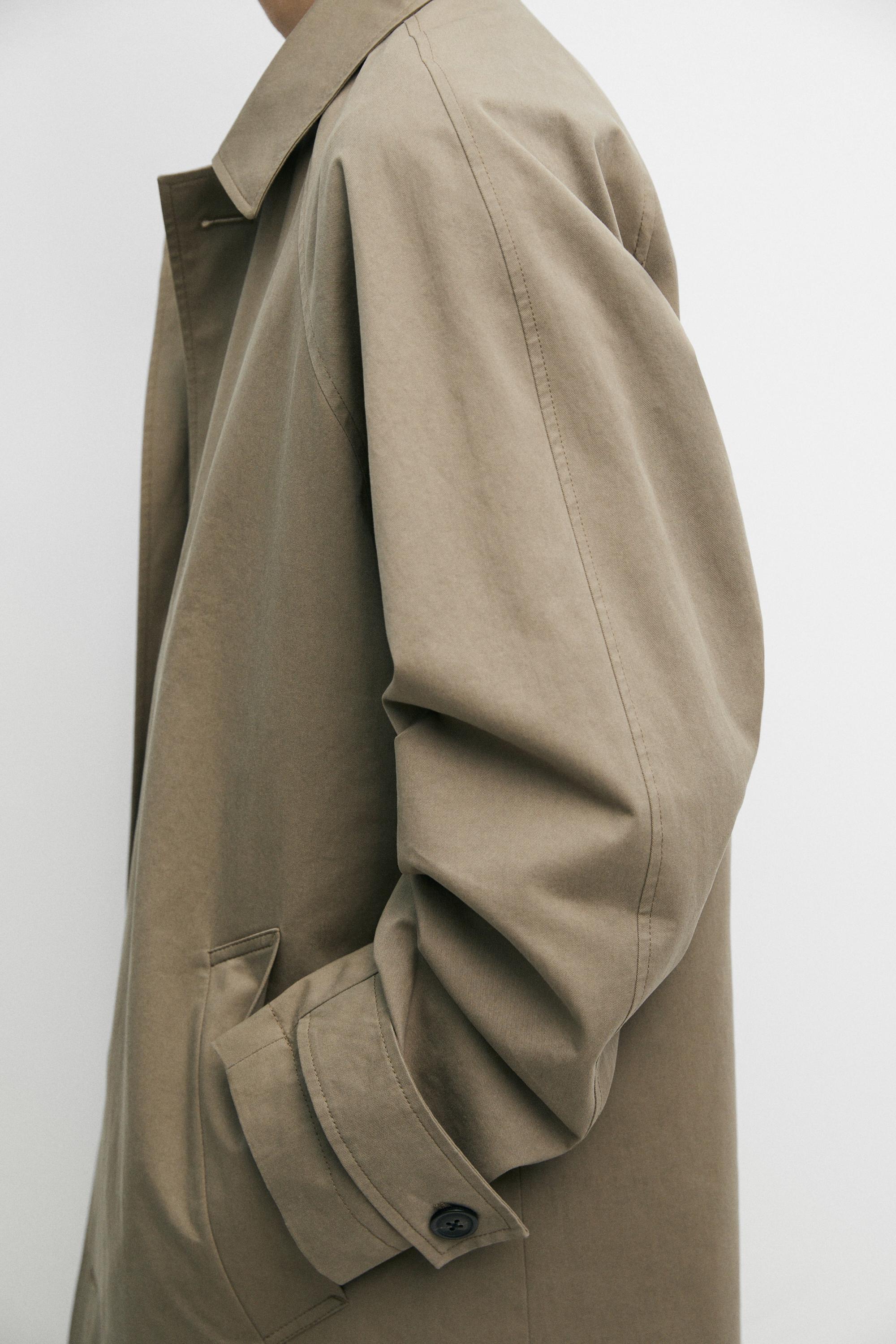 Oversize long 100% cotton trench coat